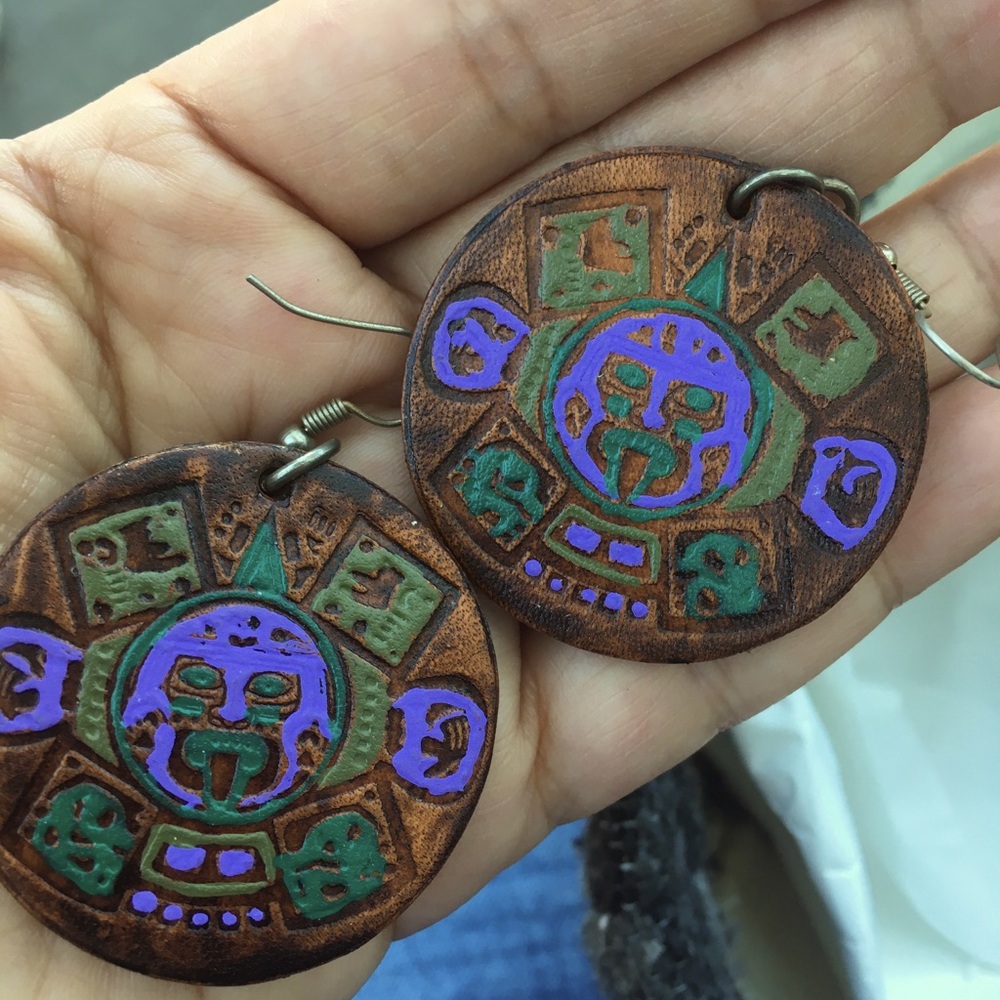 Hand Painted leather earings